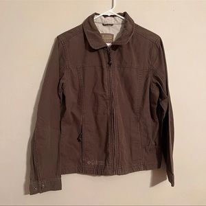 Columbia Active Outdoor Jacket Dark Khaki Hiking Coat Size M Full Zip Women's